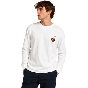 Percival XL White Organic Cotton Long Sleeve Tee Ramen Bowl Embroidered